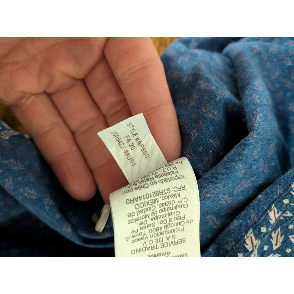J. Crew Secret Wash Shirting‎ Shirt Floral Leaf Pattern Large Blue Mens Preppy - Picture 9 of 10
